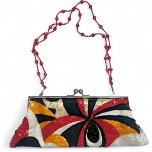 Source Unknown Multicolor Beaded Shoulder Bag